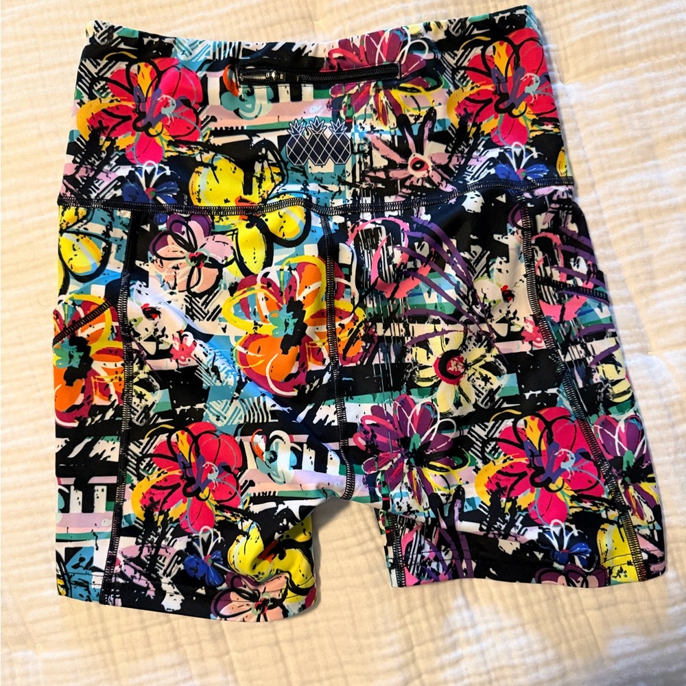 Women’s Athletic Bike Shorts - Multicolor Floral Print - Picture 4 of 4